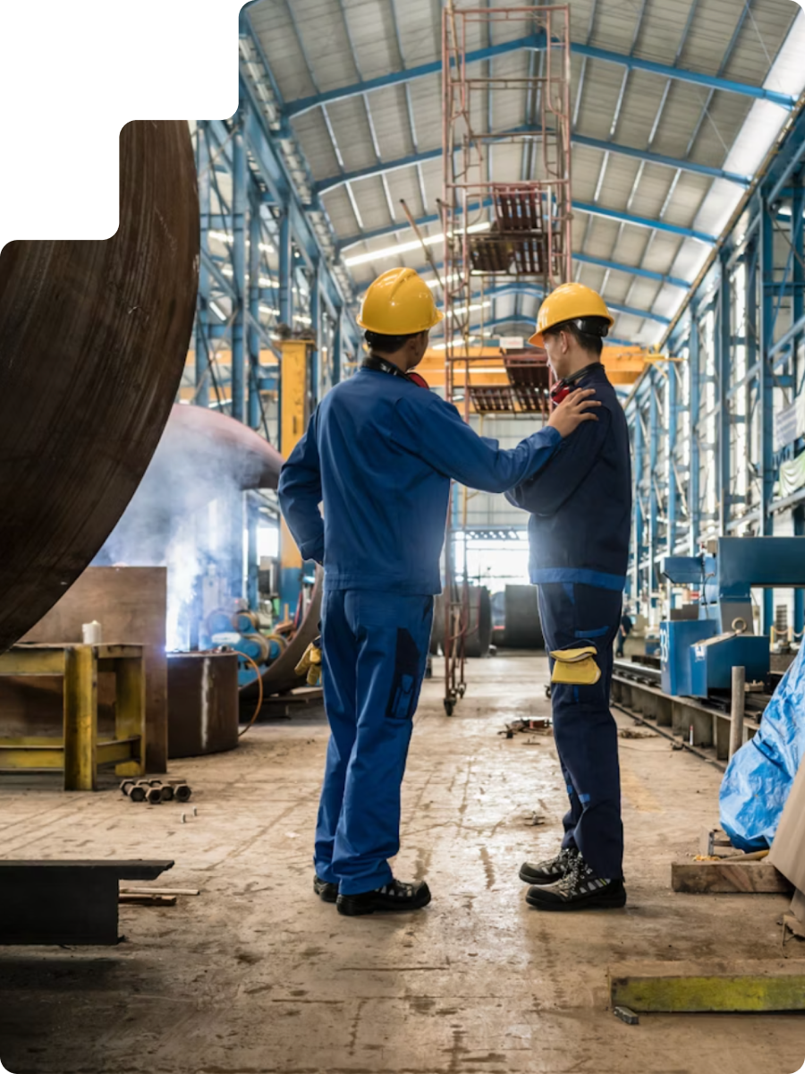 Industrial workers on site